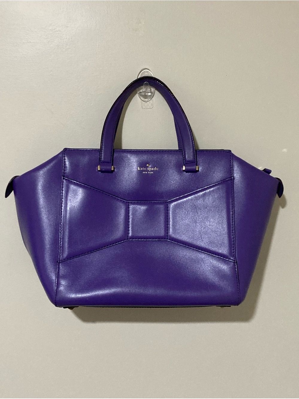 Kate Spade Purple Leather Bow-Accent shoulder bag EUC
